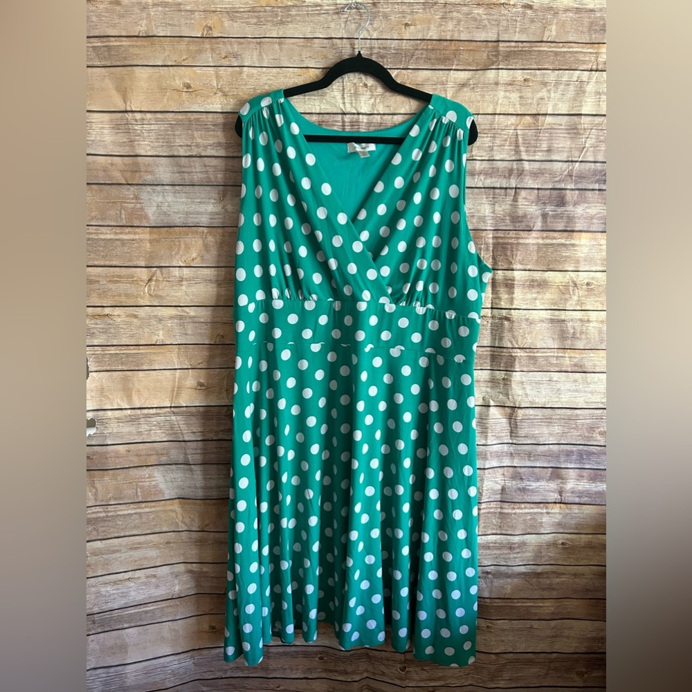 Dress Barn Green Polka Dot Dress